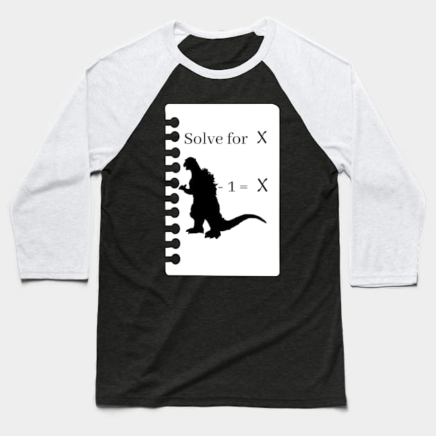 Godzilla Minus 1 Equals X Baseball T-Shirt by TinyEggplant